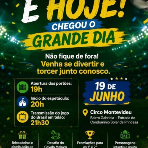 Ron Povo realiza evento gratuito com circo, brincadeiras e transmissão de jogo da Seleção